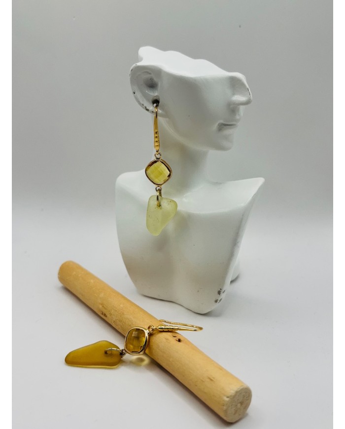 PENDIENTES ARTESANOS DE CRISTAL MARINO