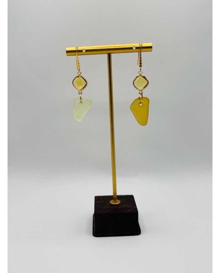 PENDIENTES ARTESANOS DE CRISTAL MARINO