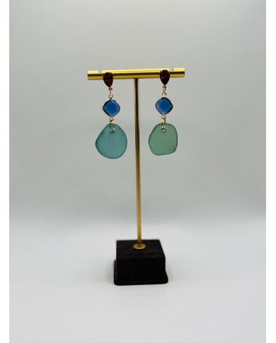 PENDIENTES ARTESANOS DE CRISTAL MARINO