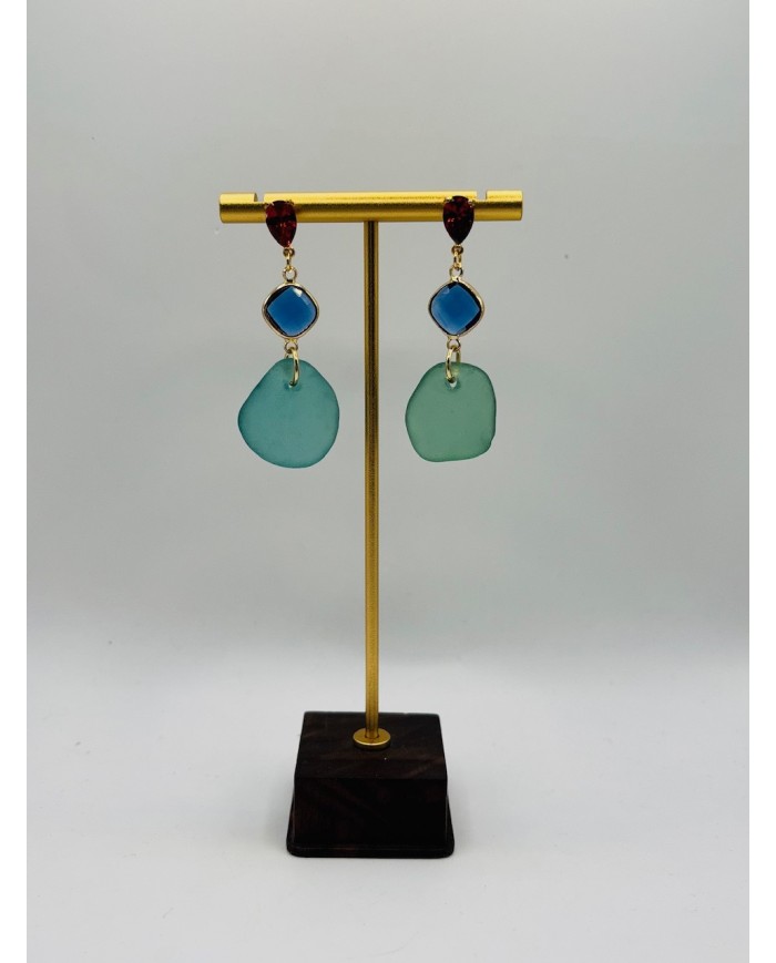 PENDIENTES ARTESANOS DE CRISTAL MARINO