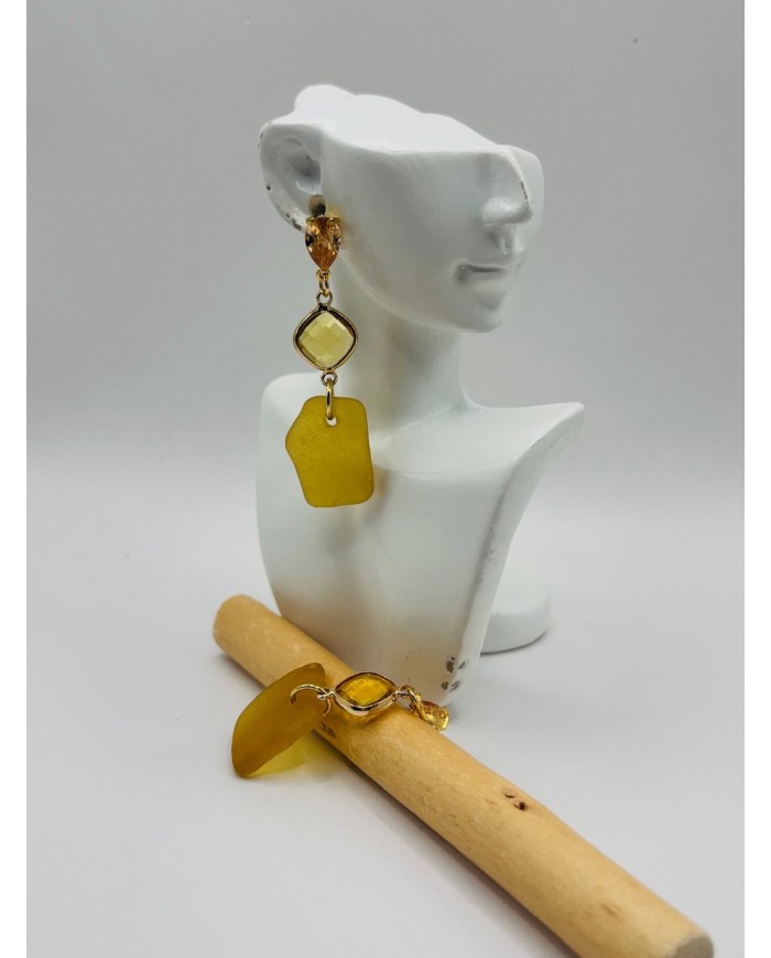 PENDIENTES ARTESANOS DE CRISTAL MARINO