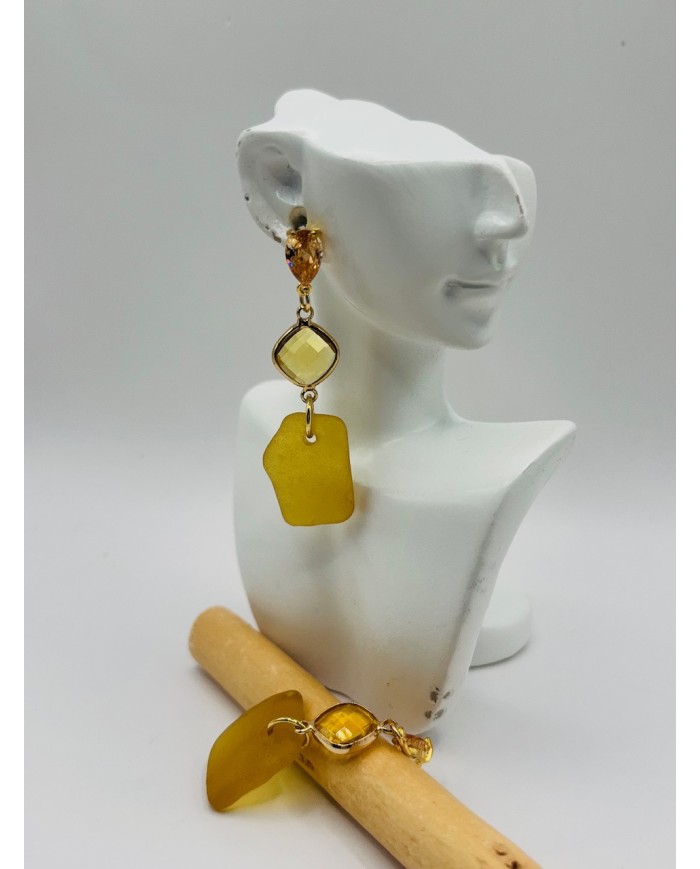 PENDIENTES ARTESANOS DE CRISTAL MARINO