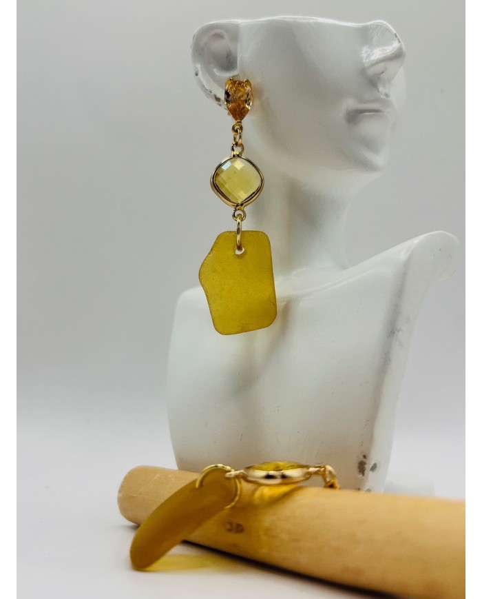 PENDIENTES ARTESANOS DE CRISTAL MARINO