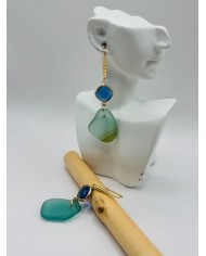PENDIENTES ARTESANOS DE CRISTAL MARINO