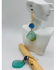 PENDIENTES ARTESANOS DE CRISTAL MARINO