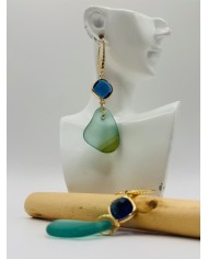 PENDIENTES ARTESANOS DE CRISTAL MARINO
