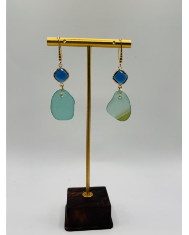 PENDIENTES ARTESANOS DE CRISTAL MARINO