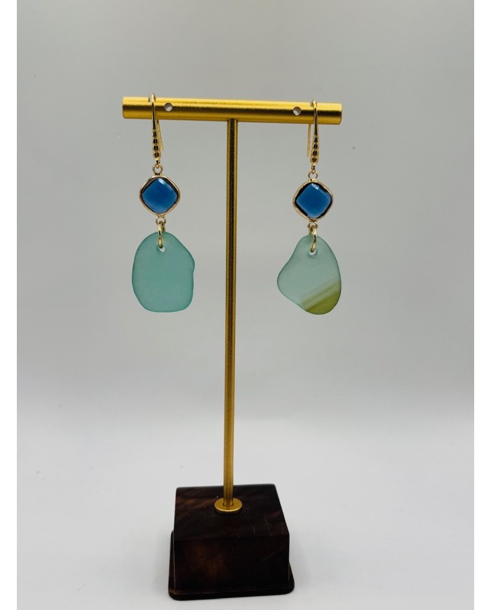 PENDIENTES ARTESANOS DE CRISTAL MARINO