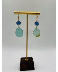 PENDIENTES ARTESANOS DE CRISTAL MARINO