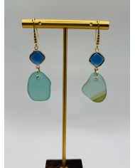 PENDIENTES ARTESANOS DE CRISTAL MARINO