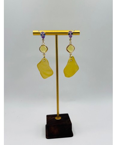 PENDIENTES DE CRISTAL MARINO