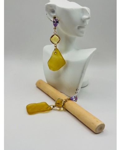PENDIENTES DE CRISTAL MARINO