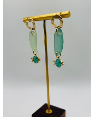PENDIENTES ARTESANOS DE CRISTAL MARINO0