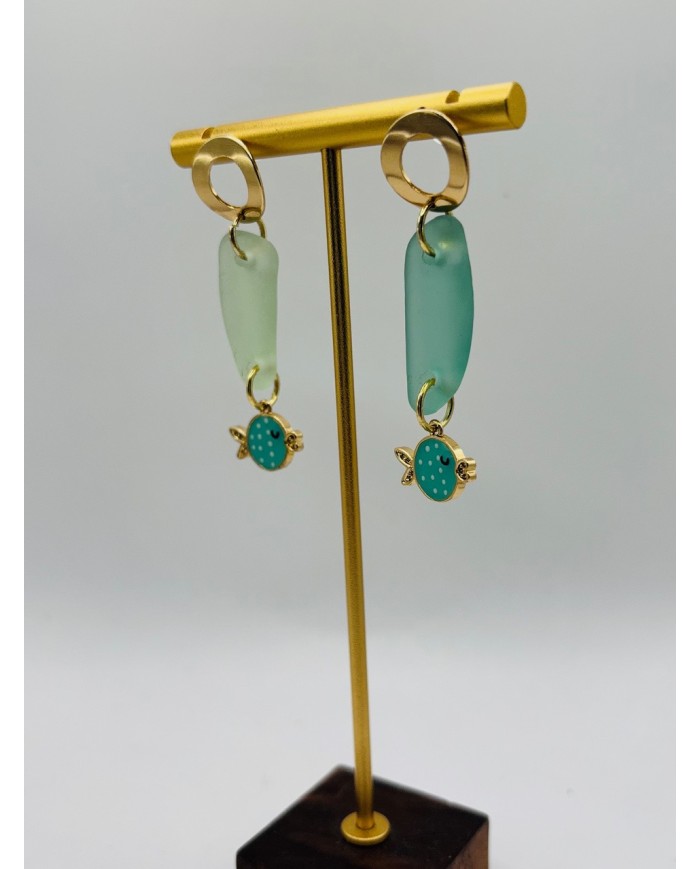 PENDIENTES ARTESANOS DE CRISTAL MARINO0