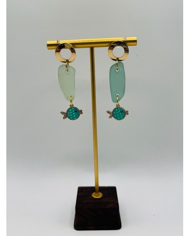 PENDIENTES ARTESANOS DE CRISTAL MARINO0