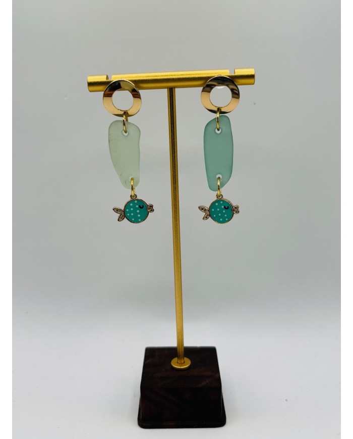 PENDIENTES ARTESANOS DE CRISTAL MARINO0