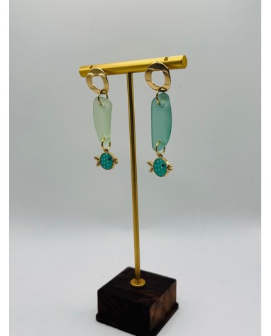 PENDIENTES ARTESANOS DE CRISTAL MARINO0