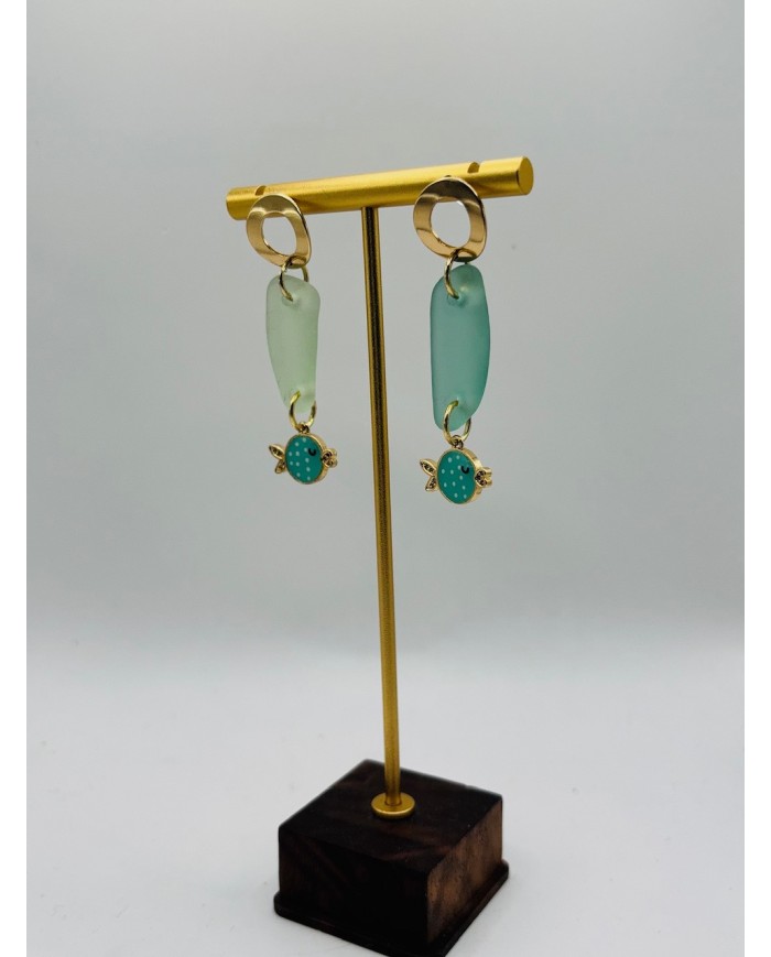 PENDIENTES ARTESANOS DE CRISTAL MARINO0