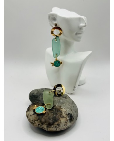 PENDIENTES ARTESANOS DE CRISTAL MARINO0