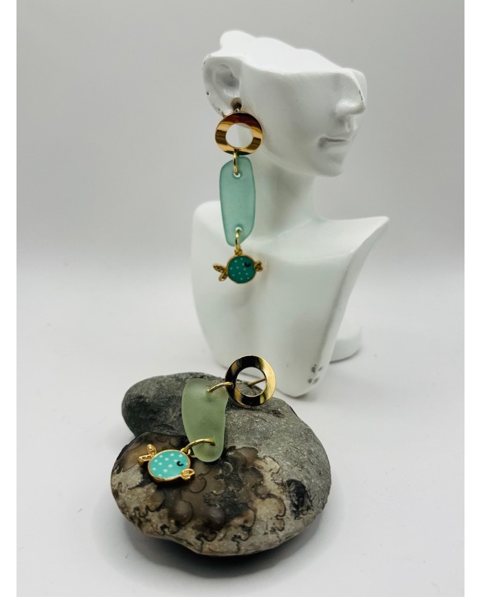PENDIENTES ARTESANOS DE CRISTAL MARINO0