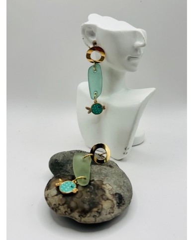 PENDIENTES ARTESANOS DE CRISTAL MARINO0