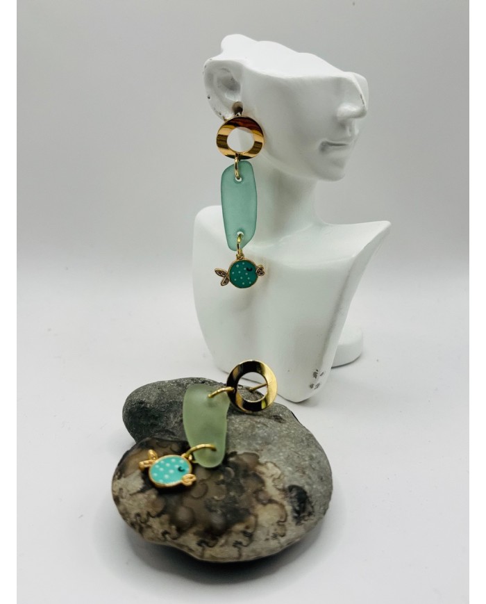PENDIENTES ARTESANOS DE CRISTAL MARINO0