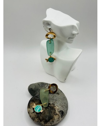 PENDIENTES ARTESANOS DE CRISTAL MARINO0