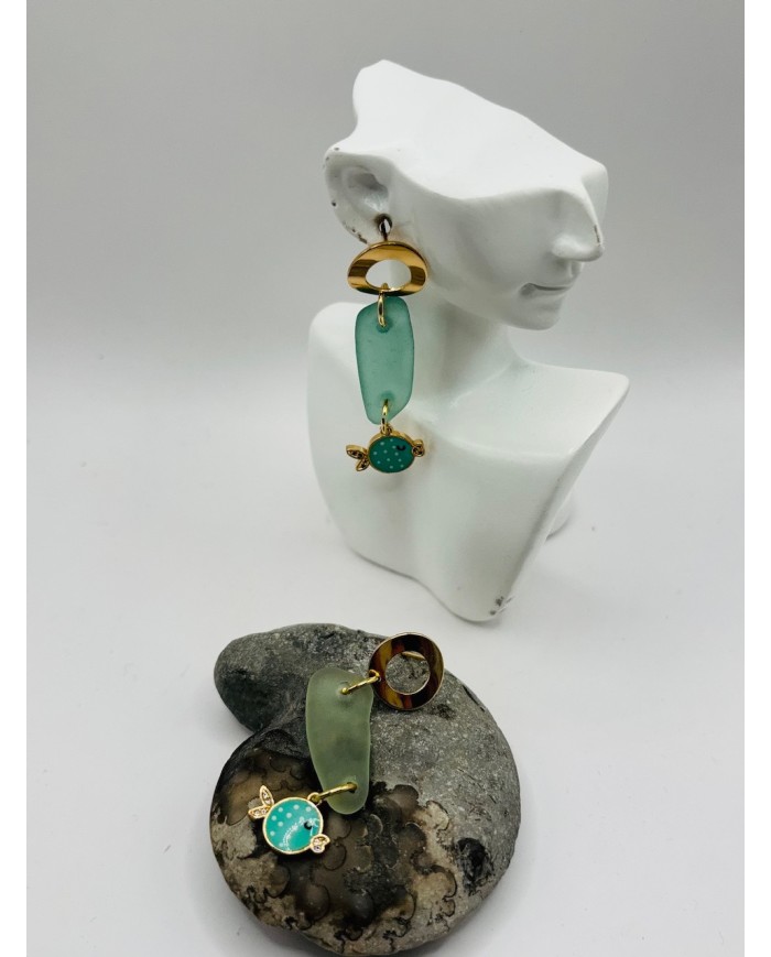 PENDIENTES ARTESANOS DE CRISTAL MARINO0