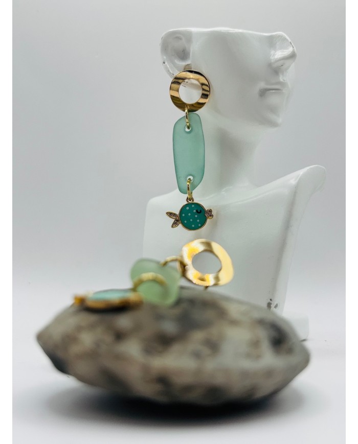 PENDIENTES ARTESANOS DE CRISTAL MARINO0
