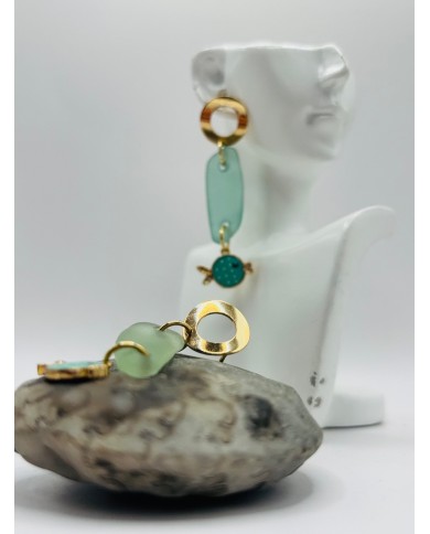 PENDIENTES ARTESANOS DE CRISTAL MARINO0