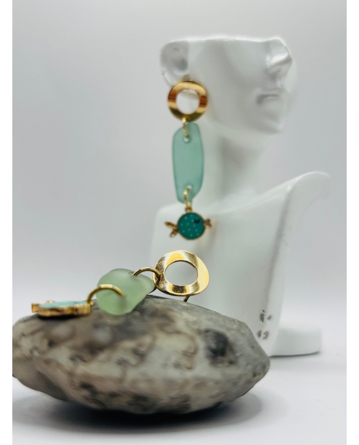 PENDIENTES ARTESANOS DE CRISTAL MARINO0