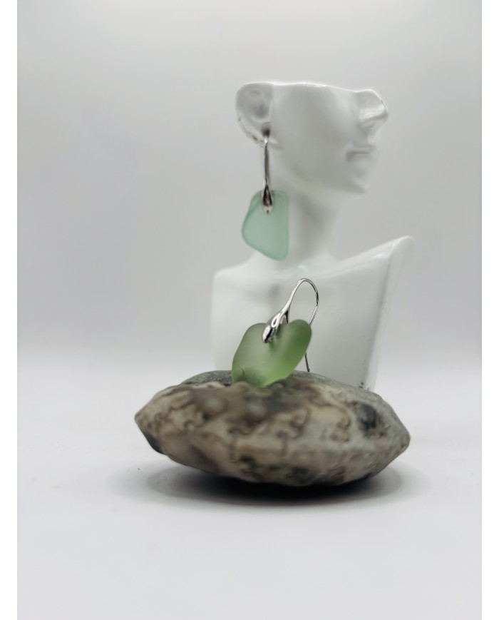 PENDIENTES ARTESANOS DE CRISTAL MARINO