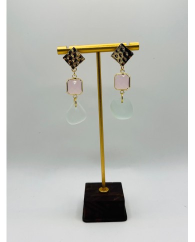 PENDIENTES ARTESANOS DE CRISTAL MARINO