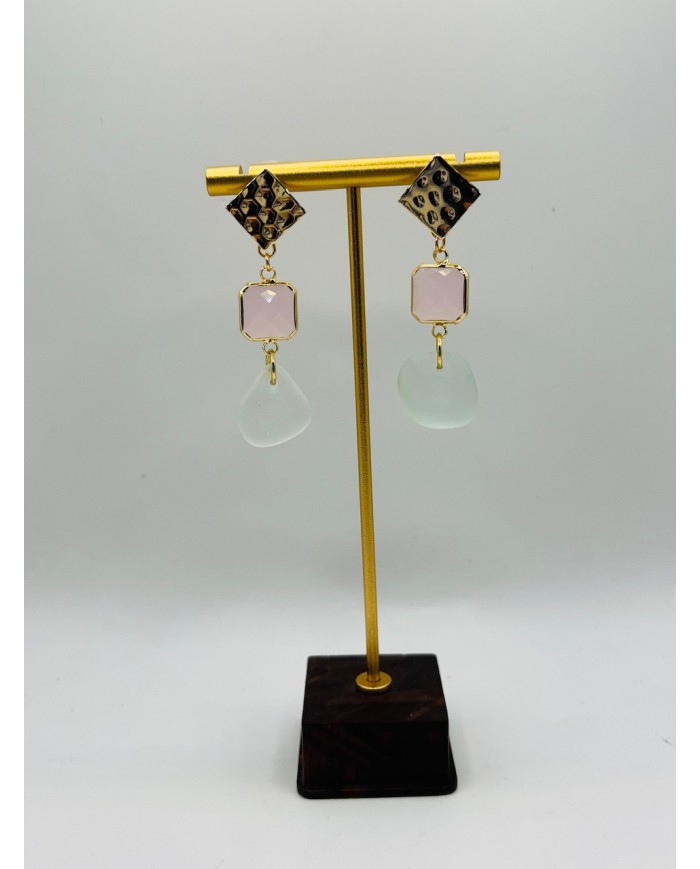PENDIENTES ARTESANOS DE CRISTAL MARINO