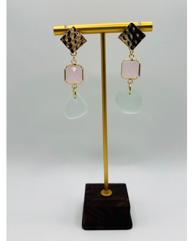 PENDIENTES ARTESANOS DE CRISTAL MARINO