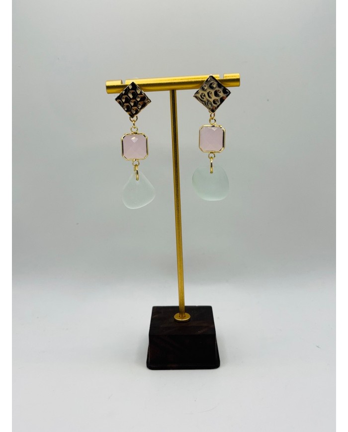 PENDIENTES ARTESANOS DE CRISTAL MARINO