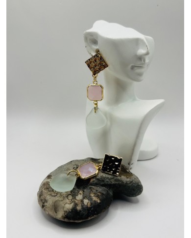 PENDIENTES ARTESANOS DE CRISTAL MARINO