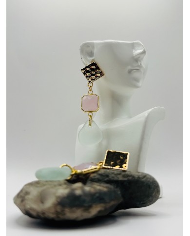 PENDIENTES ARTESANOS DE CRISTAL MARINO