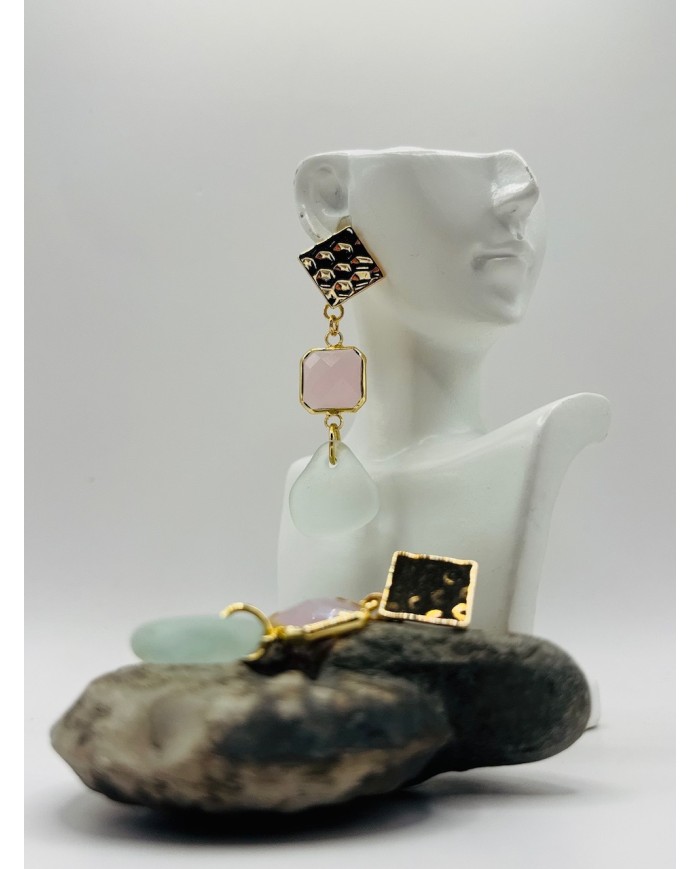 PENDIENTES ARTESANOS DE CRISTAL MARINO