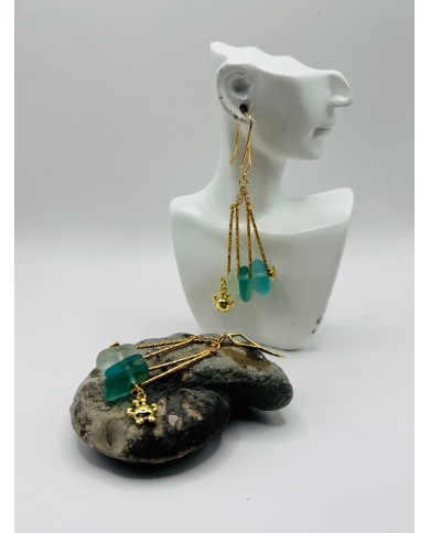 PENDIENTES ARTESANOS DE CRISTAL MARINO