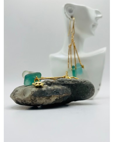 PENDIENTES ARTESANOS DE CRISTAL MARINO