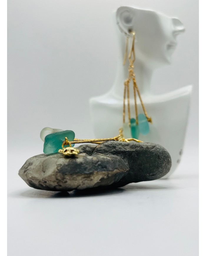 PENDIENTES ARTESANOS DE CRISTAL MARINO