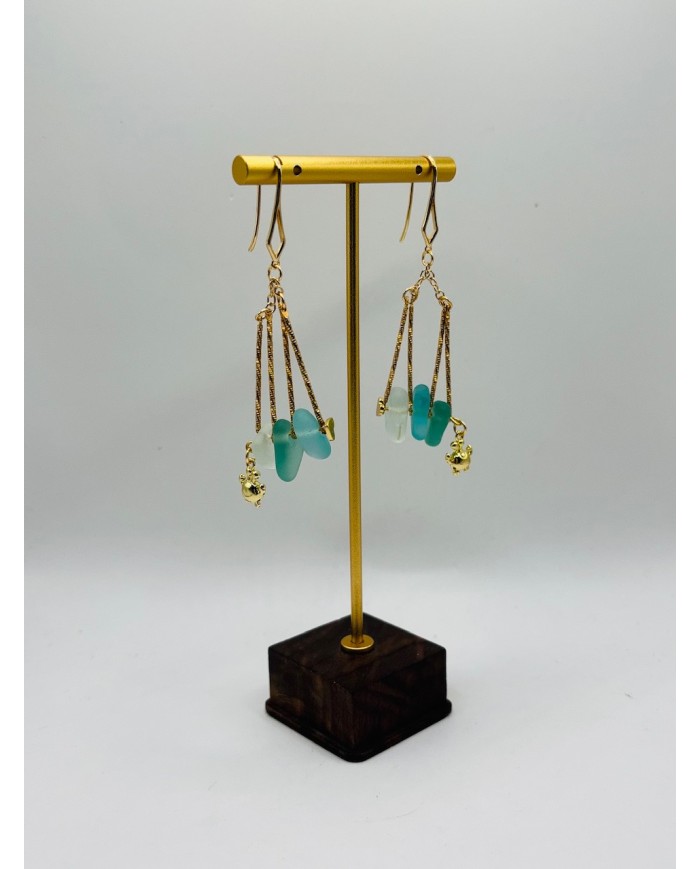 PENDIENTES ARTESANOS DE CRISTAL MARINO