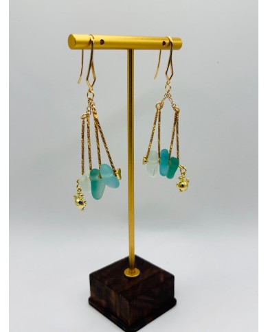PENDIENTES ARTESANOS DE CRISTAL MARINO