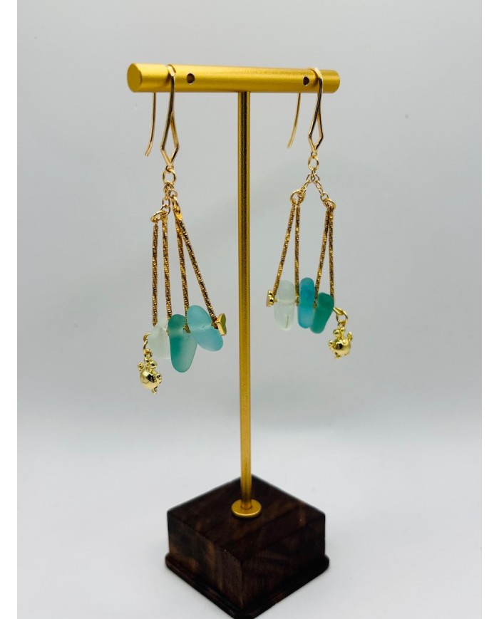PENDIENTES ARTESANOS DE CRISTAL MARINO