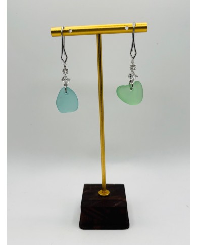 PENDIENTES ARTESANOS DE CRISTAL MARINO