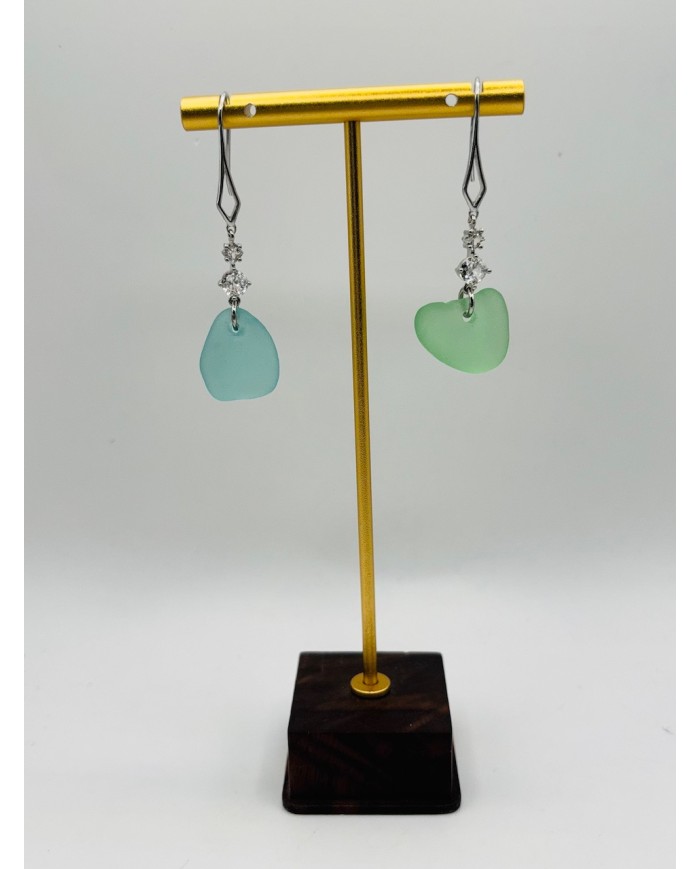 PENDIENTES ARTESANOS DE CRISTAL MARINO