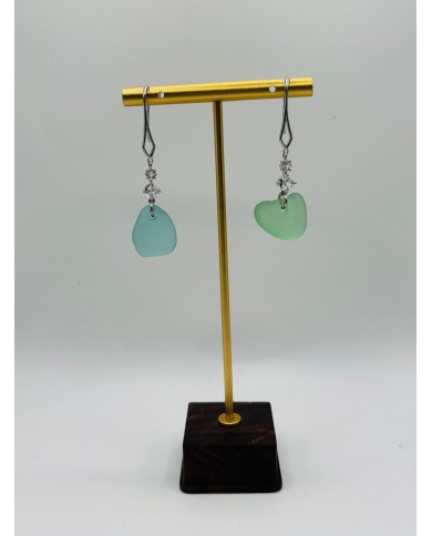 PENDIENTES ARTESANOS DE CRISTAL MARINO
