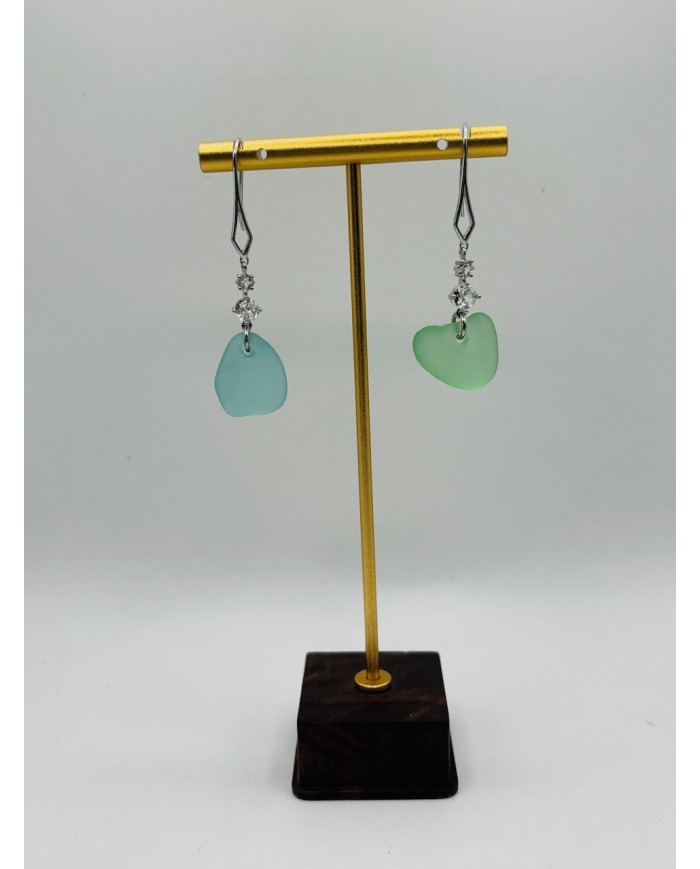 PENDIENTES ARTESANOS DE CRISTAL MARINO
