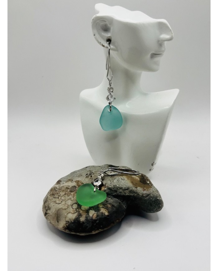 PENDIENTES ARTESANOS DE CRISTAL MARINO